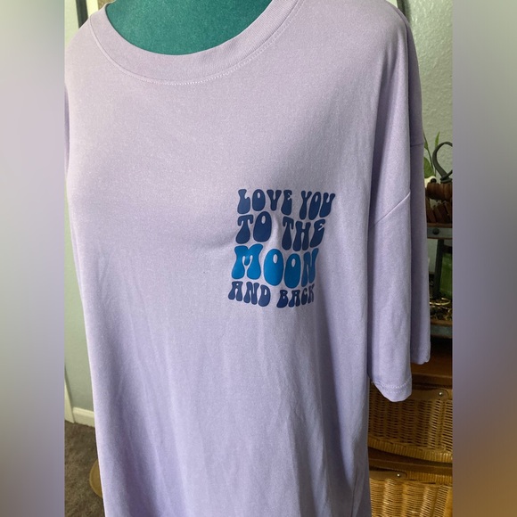 Shein purple graphic, short sleeve T-shirt ” Love you to the moon and back.” - Picture 2 of 9